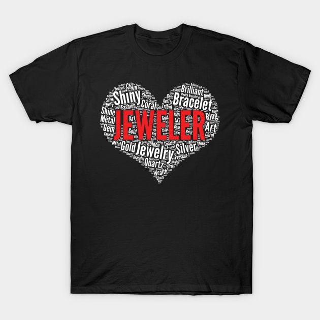 Jeweler Heart Shape Word Cloud Jewelry Maker graphic T-Shirt by theodoros20